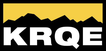 KRQE logo featuring bold white letters on a black background with a yellow mountain silhouette above, representing a trusted news source.